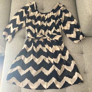Black and Tan chevron dress